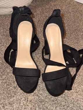 Wild Diva Black Suede Tie-Ankle Heels